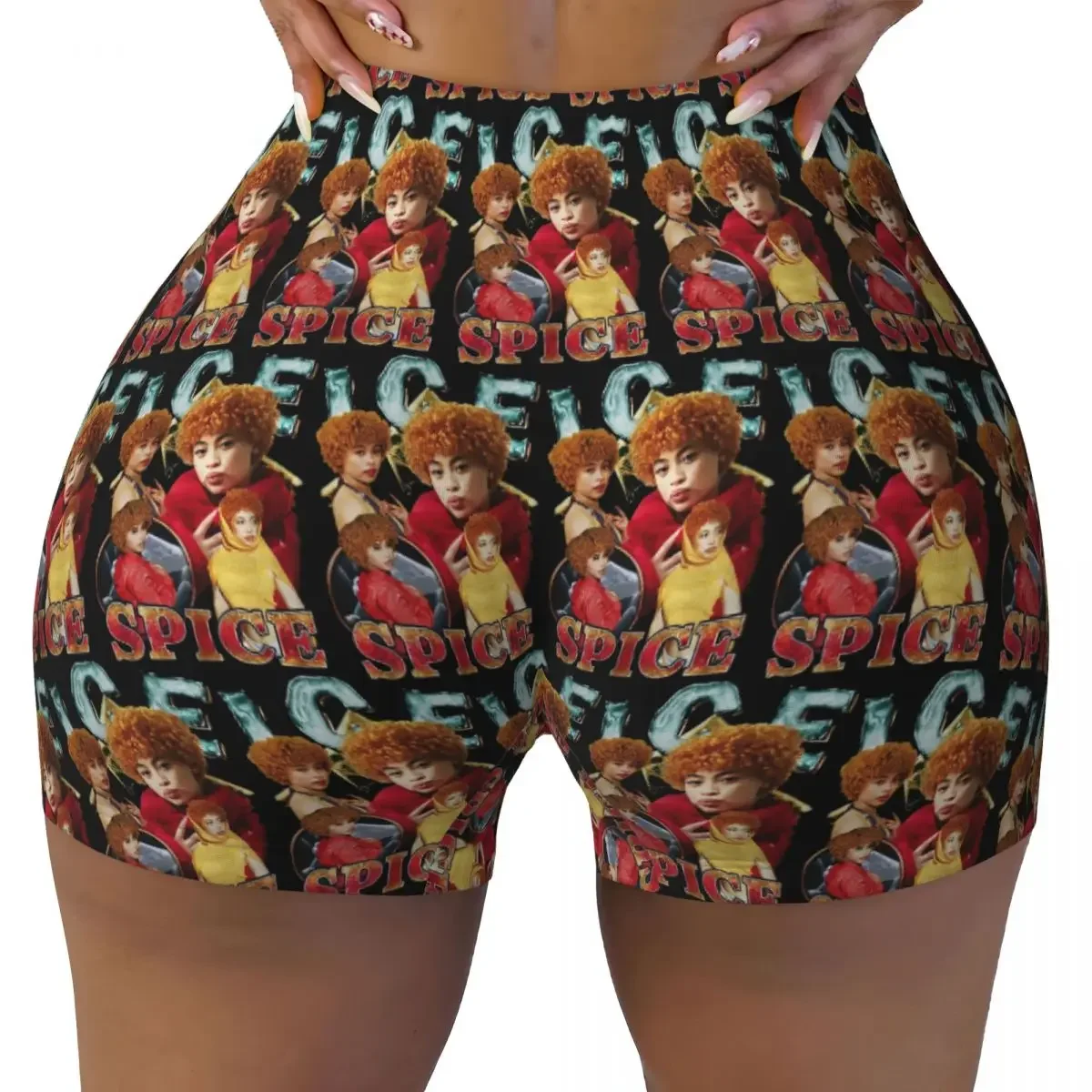 Custom Ice Spice Yoga Shorts Women Gym Workout Running Athletic Volleyball Biker Shorts