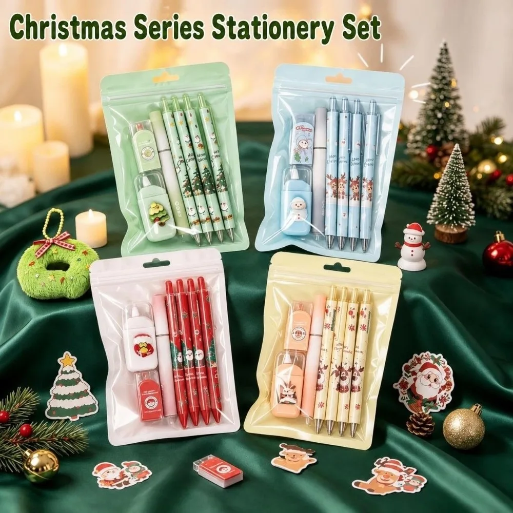 Highlighter Christmas Stationery Set Eraser Correction Tape School Supplies Kit Highlighter Eraser Correction Tape Pack