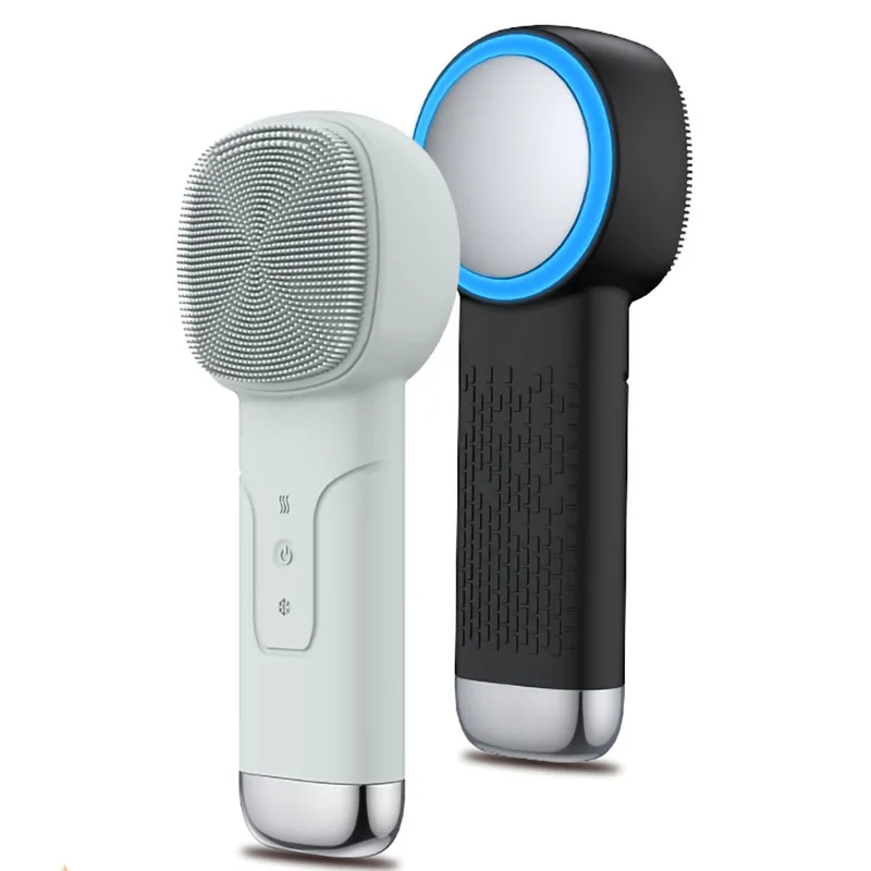 Sonic Facial Cleansing Brush with Thermal Function, Waterproof Skin Cooling Massager, Silicone Facial Cleansing Device