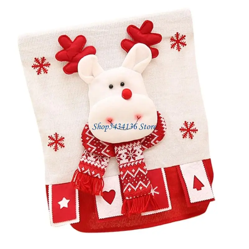 H7ED Christmas Figure Soft Chair Cover Washable Sturdy Fabric Simple Installation for Kids Family Home Event