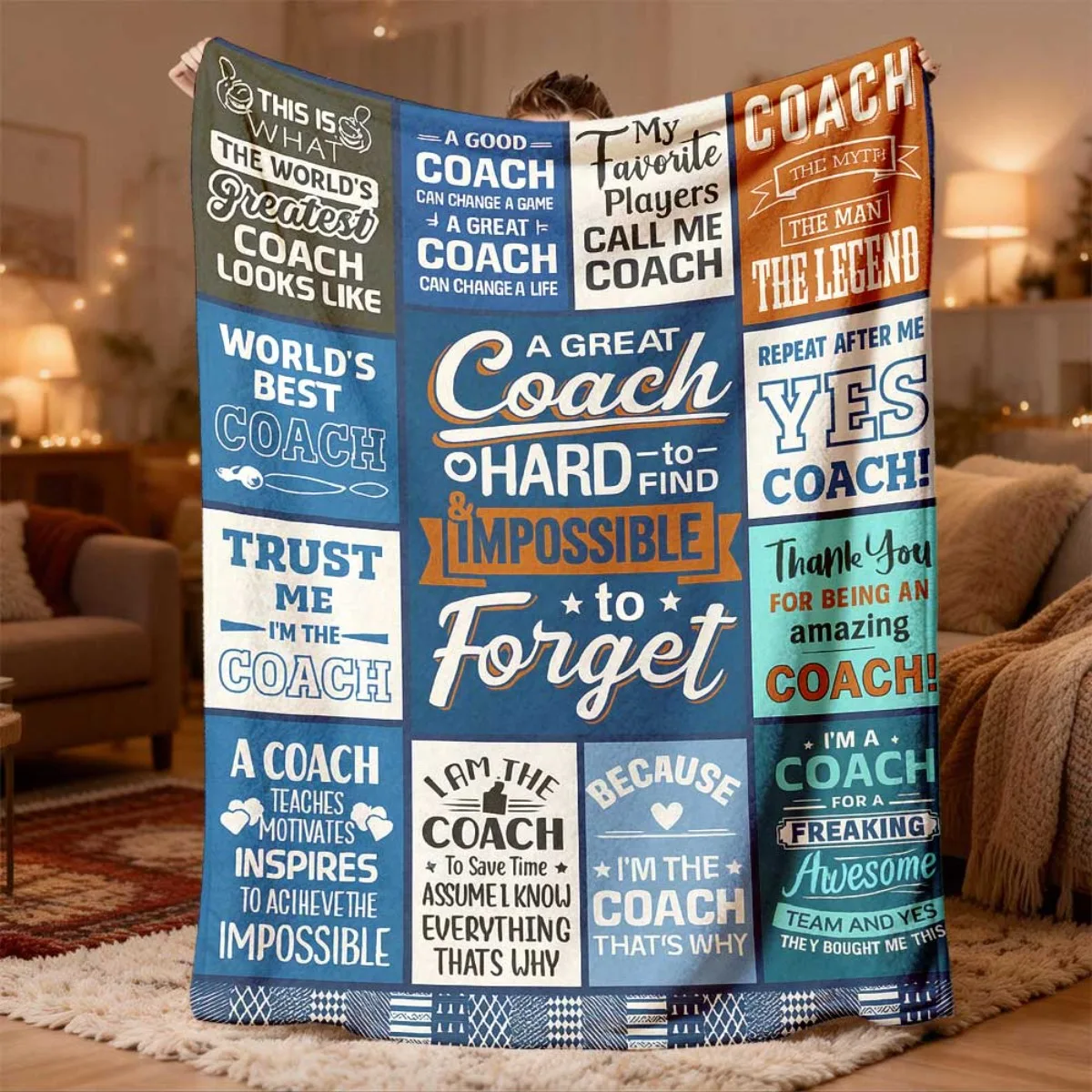 Inspirational Coach Blanket Throw Motivational Gift for Sports Team Decor Unique Wisdom Keepsake Blanket Perfect Gift for Coache
