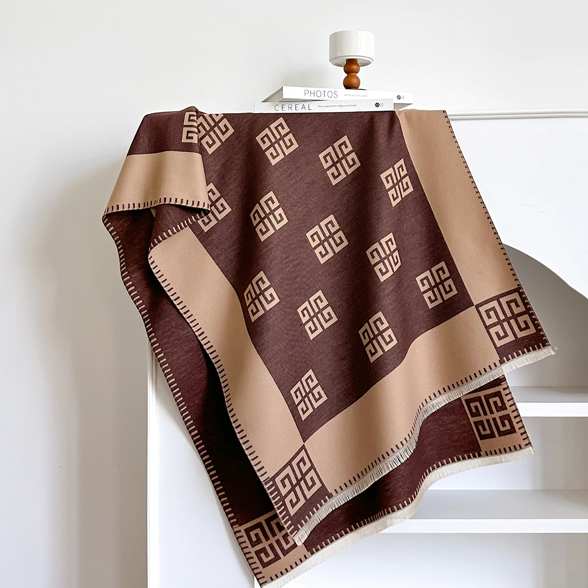 2025 أحدث تصميم الشتاء الوجهين الجاكار أوشحة كشميرية عالية الجودة المرأة رشاقته التفاف شال السيدات الصوف الباشمينا وشاح #2