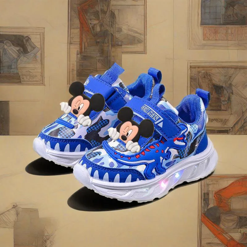 

2025 New Disney Boys Led Lighted Shoes Fashion Mickey Children's Casual Sneakers Kids Luminous Shoes Sport Shoes Lighted Shoes