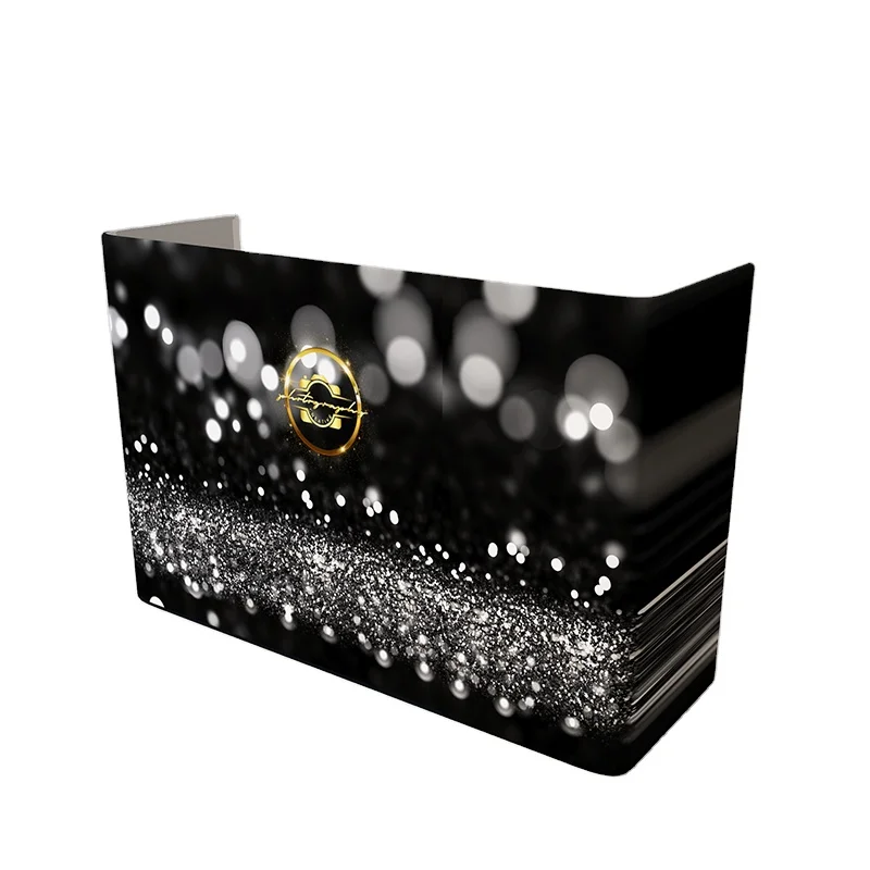 واجهة حدث DJ من قماش التوتر، لوحة أمامية مطبوعة حسب الطلب، حامل عرض واجهة DJ على شكل حرف U