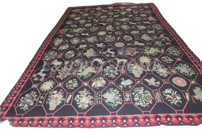 Free shipping 11'x18' 10+15 K hand knotted needlepoint carpets needlepoint handmade rugs rice stitched hand knotted rugs