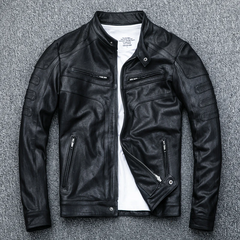 

Мужские куртки из 100% натуральной кожи, мужская куртка из натуральной овчины, весенне-осенняя мужская мотоциклетная куртка, винтажное мужское пальто