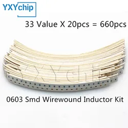 660pcs/lot 0603 Smd Wirewound Inductor Kit 33 Value X 20pcs = 660pcs 1608 High Frequency Inductance