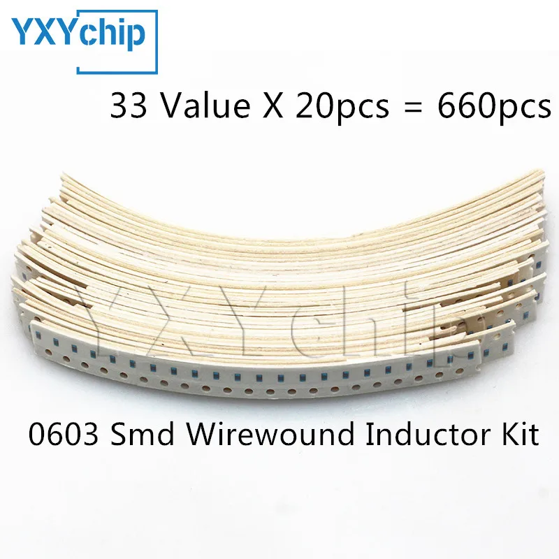 660pcs/lot 0603 Smd Wirewound Inductor Kit 33 Value X 20pcs = 660pcs 1608 High Frequency Inductance