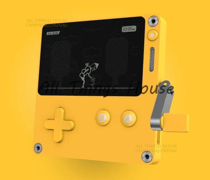 وحدة تحكم ألعاب محمولة صغيرة ريترو، شاشة كرنك يدوية إبداعية باللونين الأبيض والأسود #3