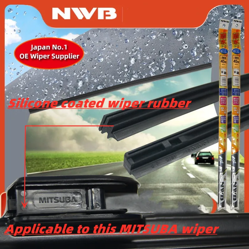 NWB silicone coated wiper rubber suitable for Nissan Infiniti Honda Acura Mitsubishi Mazda MITSUBA wiper 10mm wide