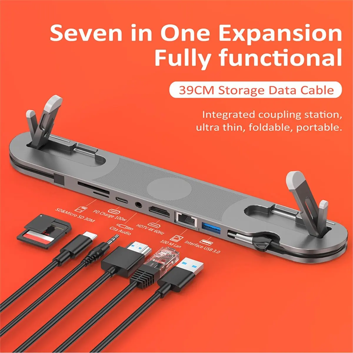 [VALUE PACK]7 in 1 USB Hub Laptop Stand USB Type C Hub Docking Station HUB High-Definit USB3.0 SD/TF Card Reader USB 3.0