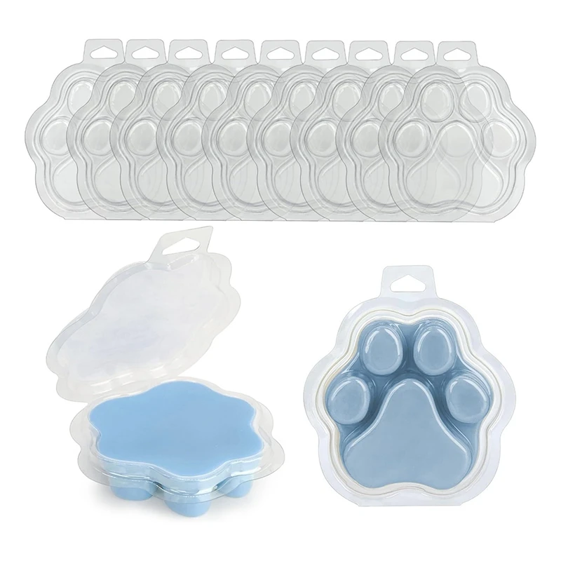 25 Pack Wax Melting Molds, Cat's Pawtransparent Empty Plastic Wax Melting Container For Coreless Tart Candles