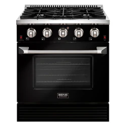 SENG Kitchen black glass 30 inch 4 burner gas range stove