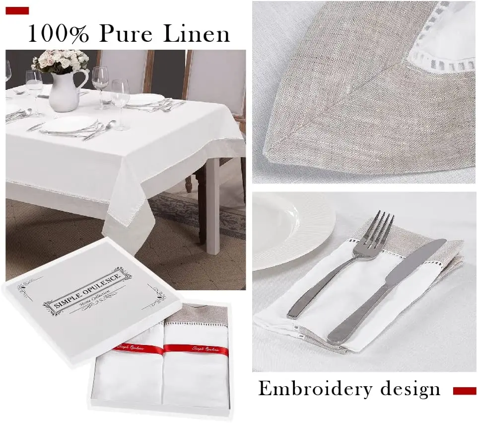 Simple&Opulence 4PCS 100% Linen serving Napkins Reusable Washable wedding decoration Birthday party Table napkin 18 x 18 inch