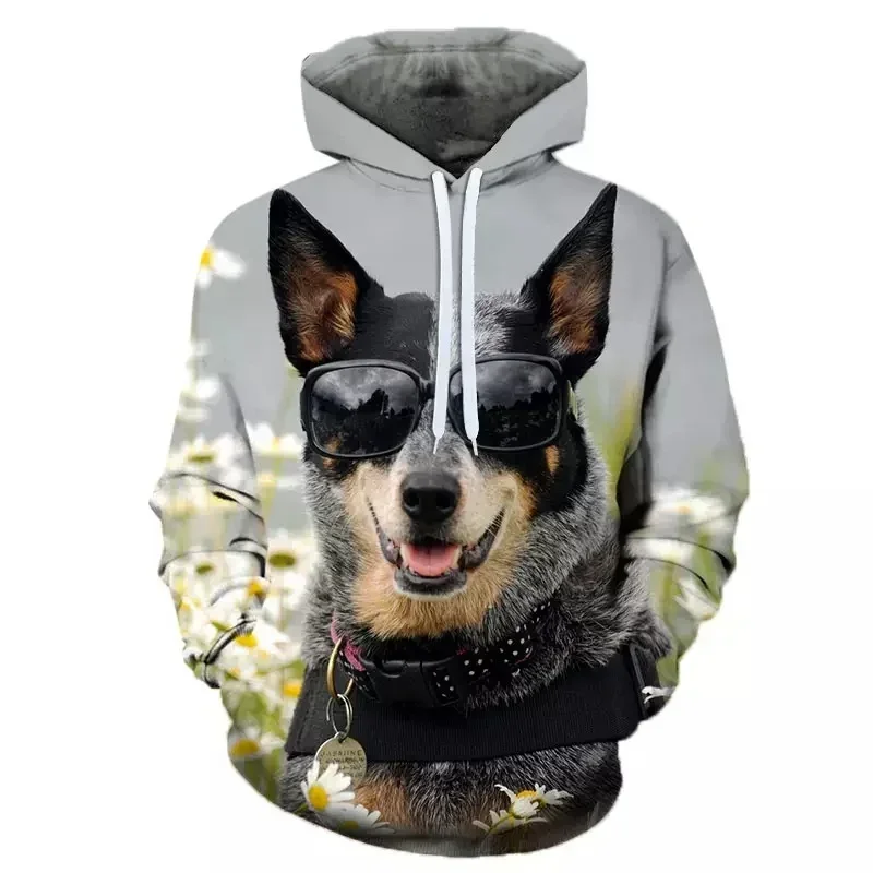 2024 nueva primavera caliente otoño hombres sudaderas con capucha moda europea y americana 3D Digital lindo perro Animal mascota estampado señoras Tops MN9