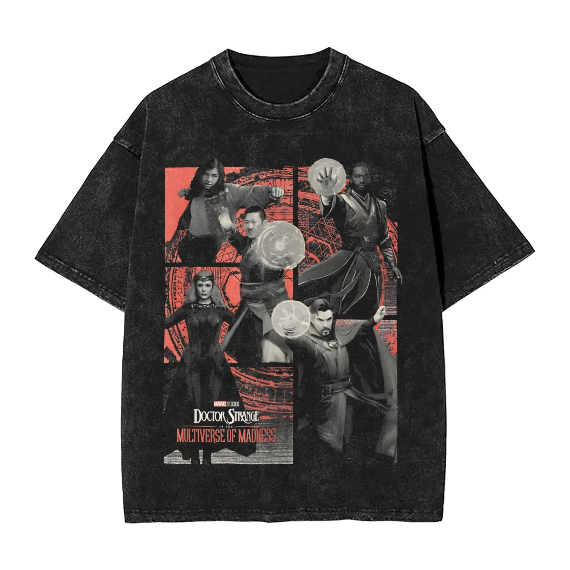 Доктор Стрэндж в мультиверсе из безумия, стираная футболка в стиле бокс-ап, мужская летняя футболка с круглым вырезом в стиле Харадзюку, топы большого размера с узором