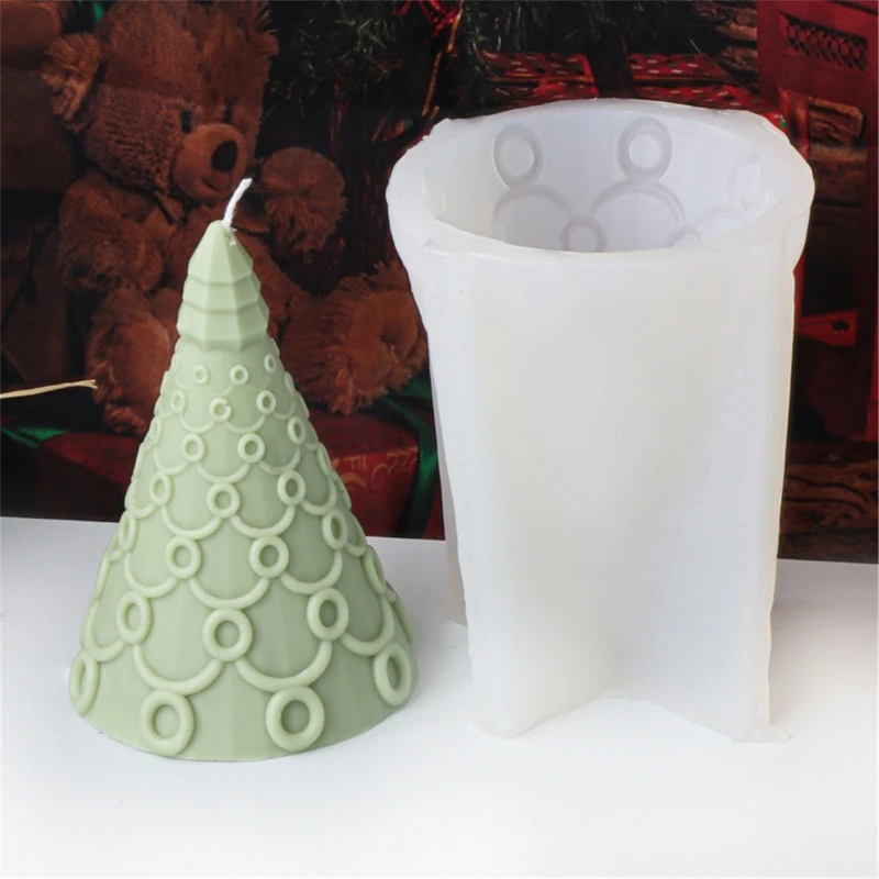 Molde vela perfumada silicona, molde geométrico para hacer aromaterapias árbol Navidad Y08E