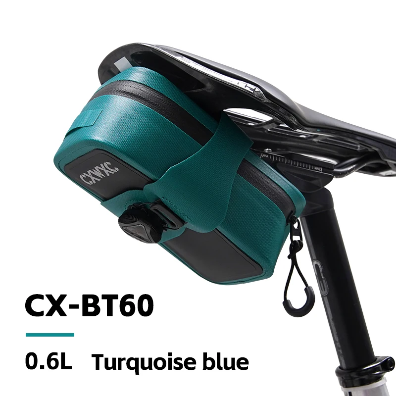 CXWXC TPU Fahrradsatteltasche 0,6L Selbstverriegelnde Knopf-Hecktasche Tragbare BOA Fahrradtasche Wasserdichte Verstärkte Mini-Fahrradtaschen