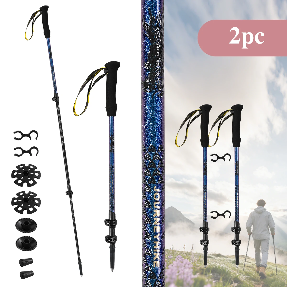 Ultralight Carbon Fiber Trekking Poles with Dragon Pattern Unisex - Outdoor Hiking Walking Sticks