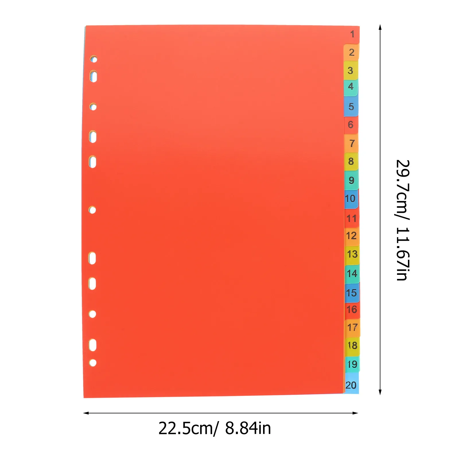 20Sheets A4 Tabbed Binder Dividers Heavy Duty Plastic Page Dividers for Subject Category Separation in Office School Binders