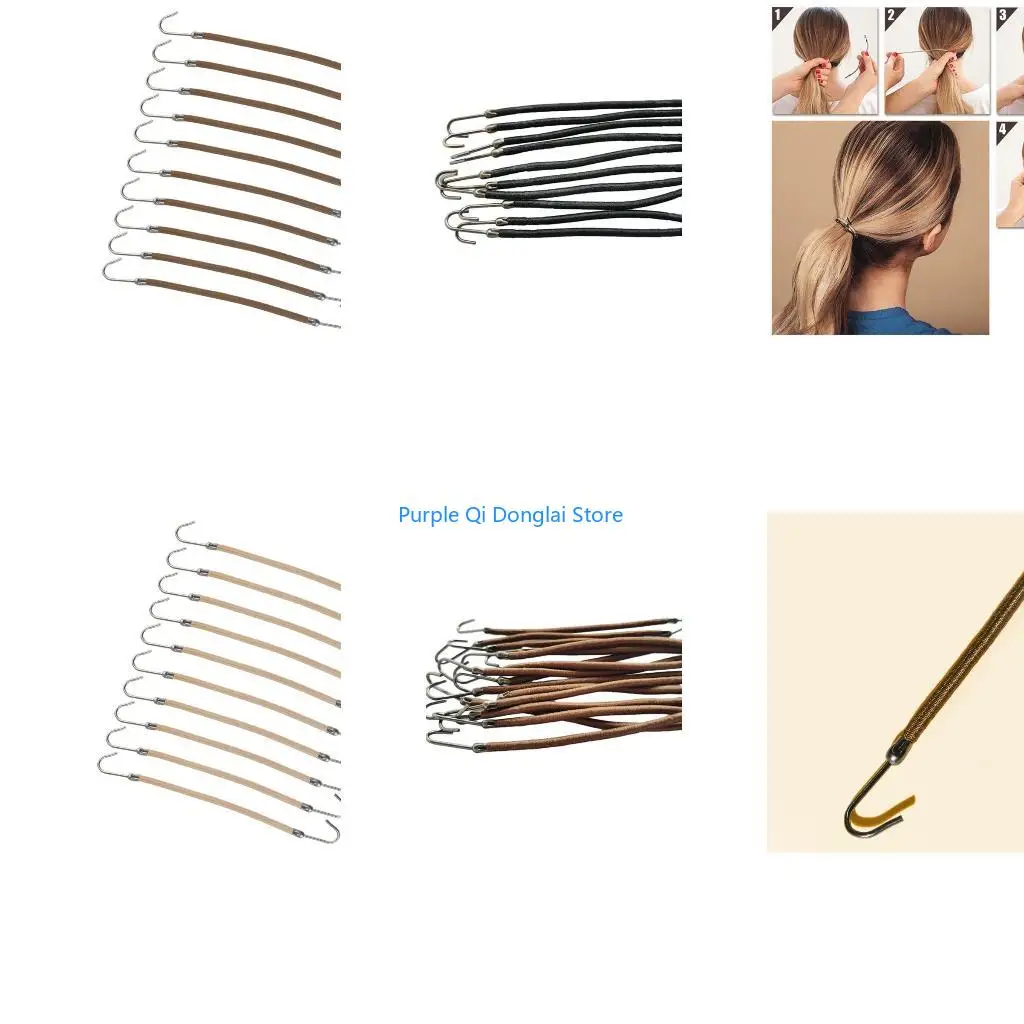 L21E Pack of 10 Elastic Hair Styling Hooks Hair Bands Ponytail Holder Colorful Hair Scrunchie Comfortable Hair Accessory