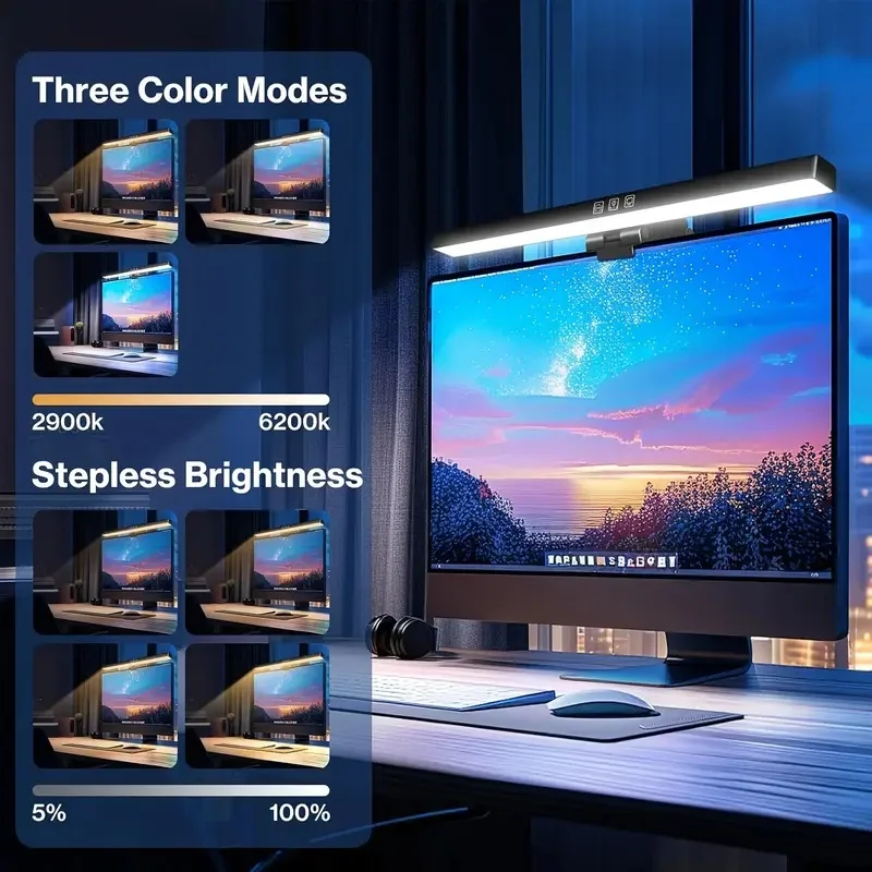 Led Computer Monitor Light Bar Desk Lighting Screen USB Lamp For Study Reading Table Stepless Dimming Lamp Timing 50CM/33CM