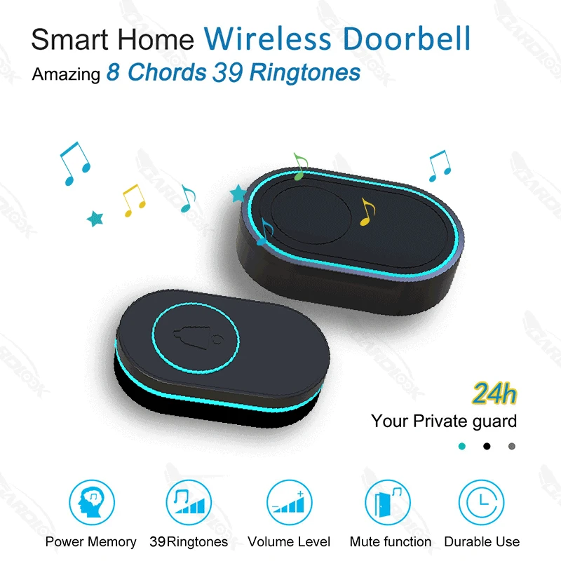 Wireless Doorbell 433MHz Waterproof Button Home Welcome Door Bell Support 39 Ringtones 5 Volume levels Barrier-free 100m Remote