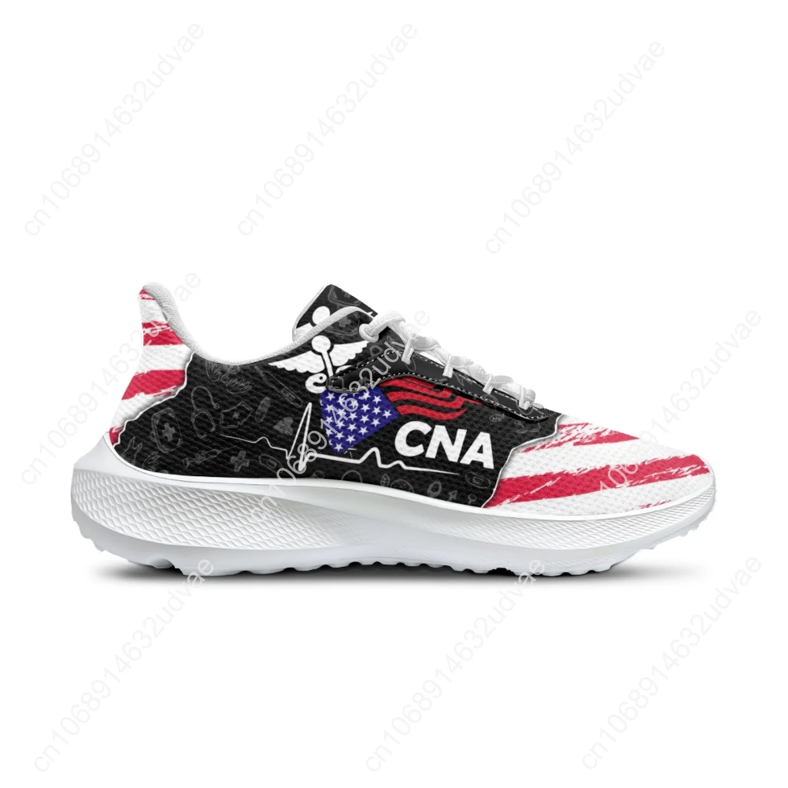 American Flag Running Shoes CNA Flag Printed Cartoon Medical Nurse Shoes Girls' Casual Fitness Sneakers Footwear