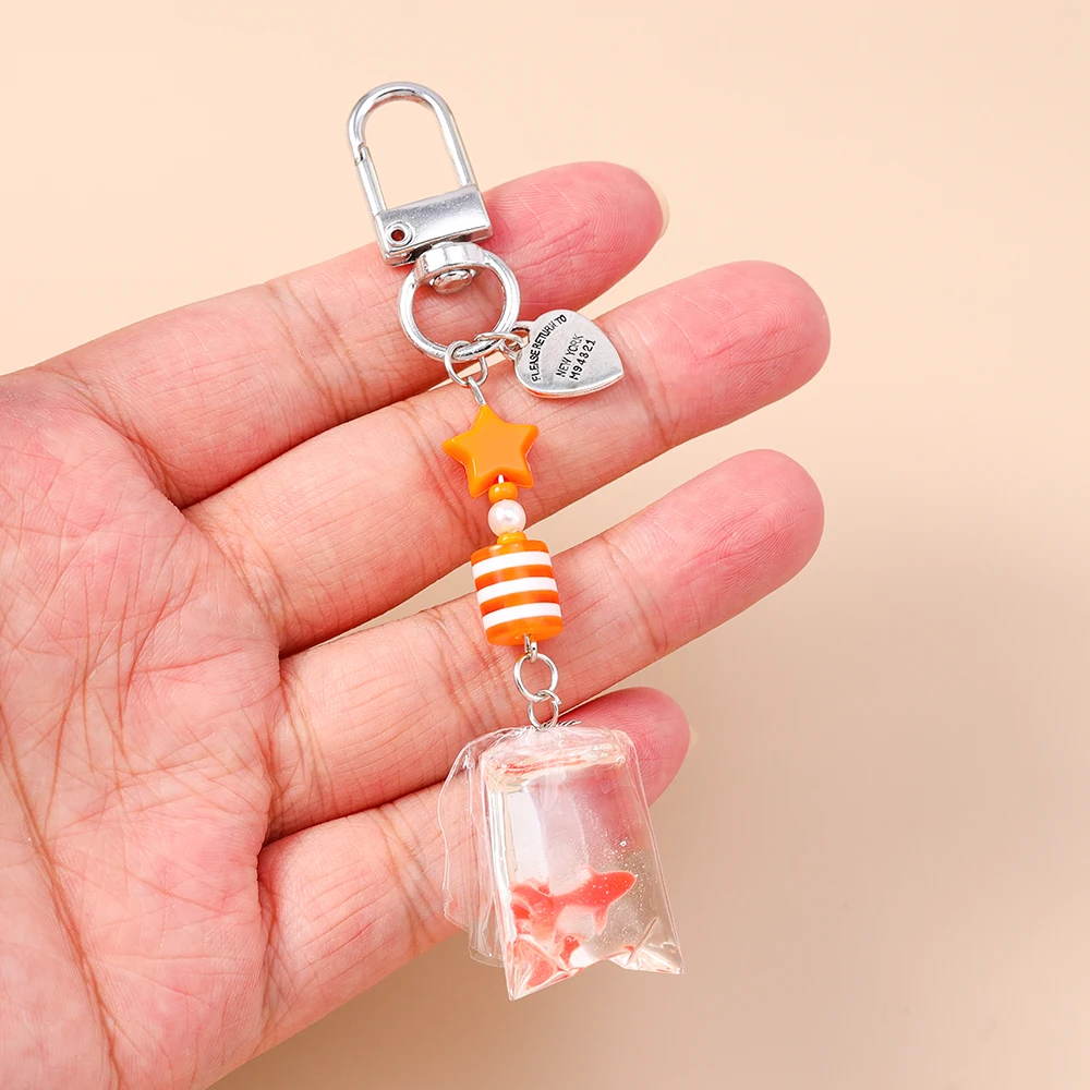 Aihua Kreative Harz-Wasserbeutel-Goldfisch-Schlüsselanhänger für Damen, Handtaschenanhänger, Schlüsselring, DIY, niedlicher Handyriemen, Schmuckgeschenke – Detail 3