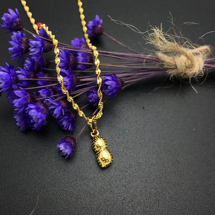 24k Gold Plated Necklace Peanut Pendant Necklace For A Woman's Engagement Jewelry Gift