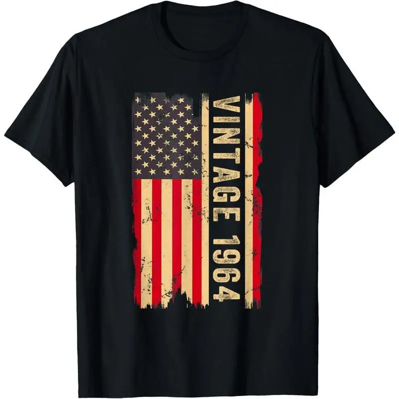 

Vintage 1964 T-Shirt, 60th Birthday Gift Top, Men's Women's American Flag Retro Tee, Awesome Since 1964 Anniversary Present