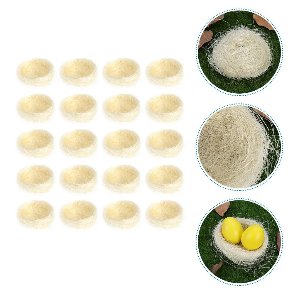 

20Pcs Decorative Bird Nests Natural Style Thread Craft Nests for Indoor Outdoor Decoration Balcony Landscape Desktop Decor Fake