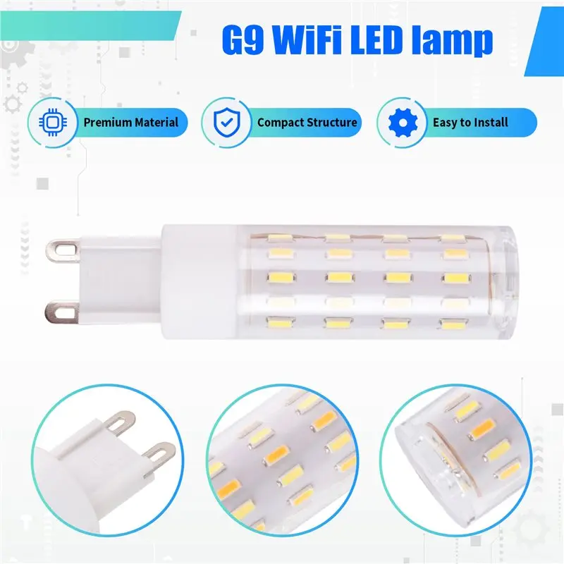 Exquisite-Tuya Smart Wifi 6W G9 LED Bulb, Voice Control Dimmable Light, 2700-6500K With EU Plug For Intelligent Lighting