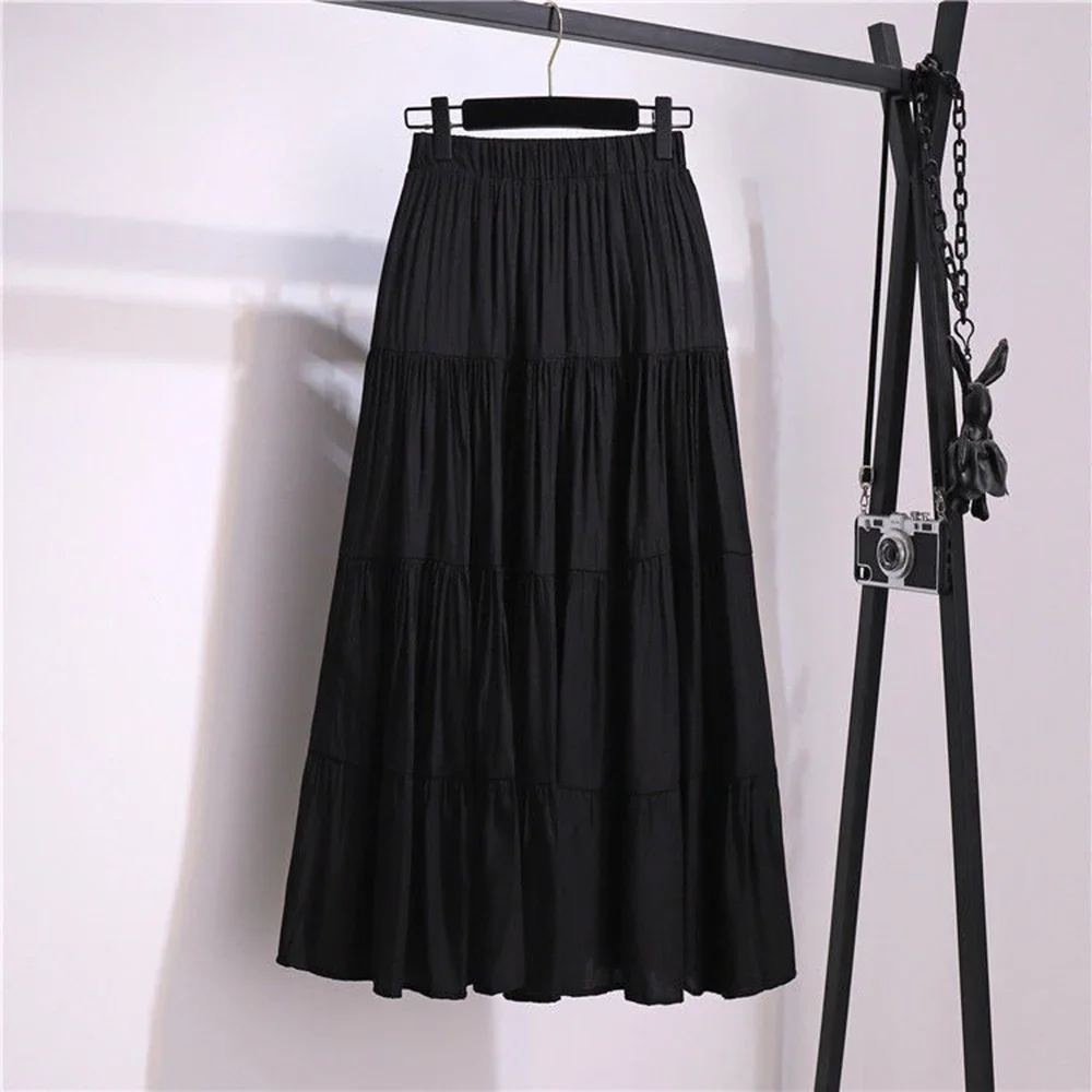 

Vintage Pleated Skirt Korean Fashion Harajuku Style High Waist Long Skirt Girls Maxi Cotton Pleated Skirts