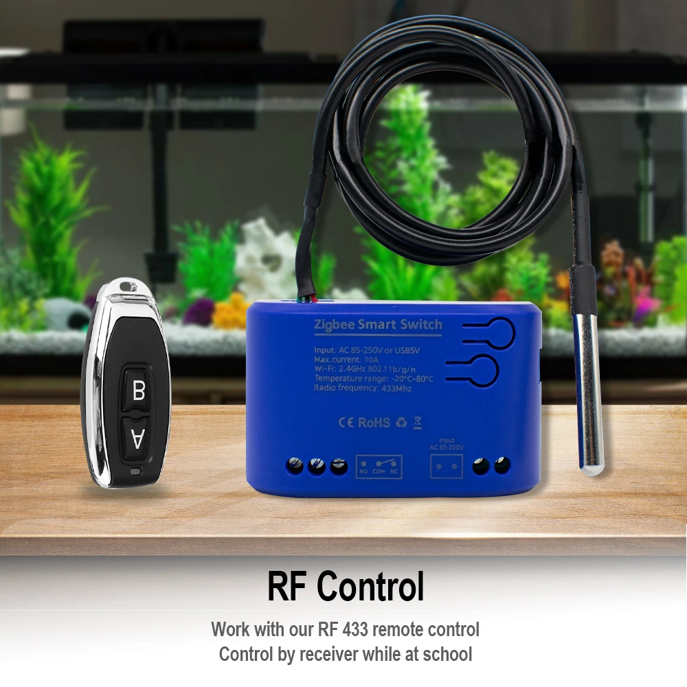 2 шт. Zigbee 16A 2000 Вт WIFI умный переключатель температуры переменного тока 12 В/220 В с датчиком температуры мониторинг данных работает с Alexa, Tuya