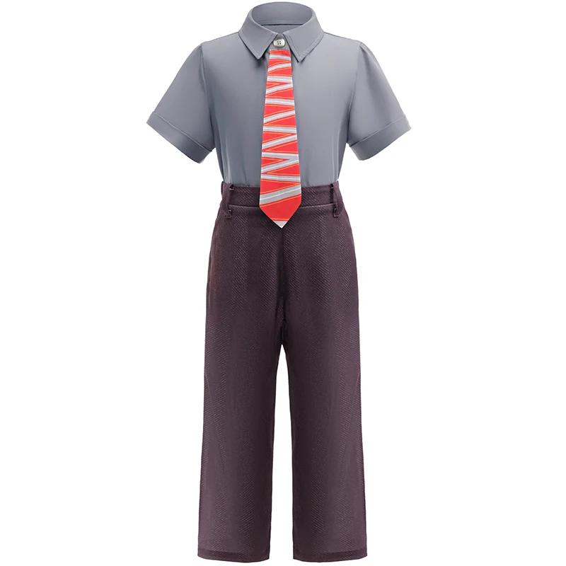 

2PCS Angry Emotion Cosplay Costume Kids Striped Bow Tie Shirt+Pants Clothing Set For Boys 100 Days Of School Days Formal Wear