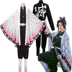 Disfraz de Demon Slayer para niños y adultos, disfraz de Kimetsu no Yaiba Kochou Shinobu, Kimono, ropa de Halloween