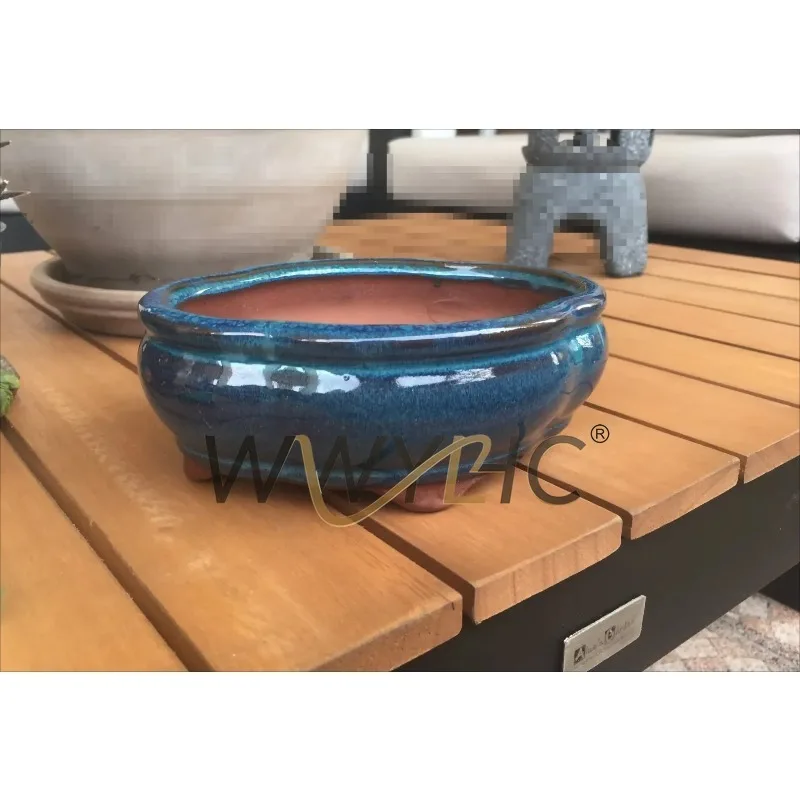 Creative Chinese Style Purple Sand Ceramic Bonsai Pot Breathable Plant Planter for Home Office Decor