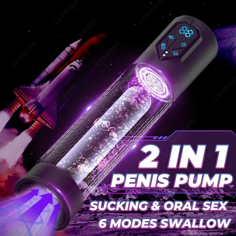 IPX7 Waterproof Electric Penis Erection Enlarging Automatic Vacuum Pump 4 Suction Masturbating Sex Toy for Men