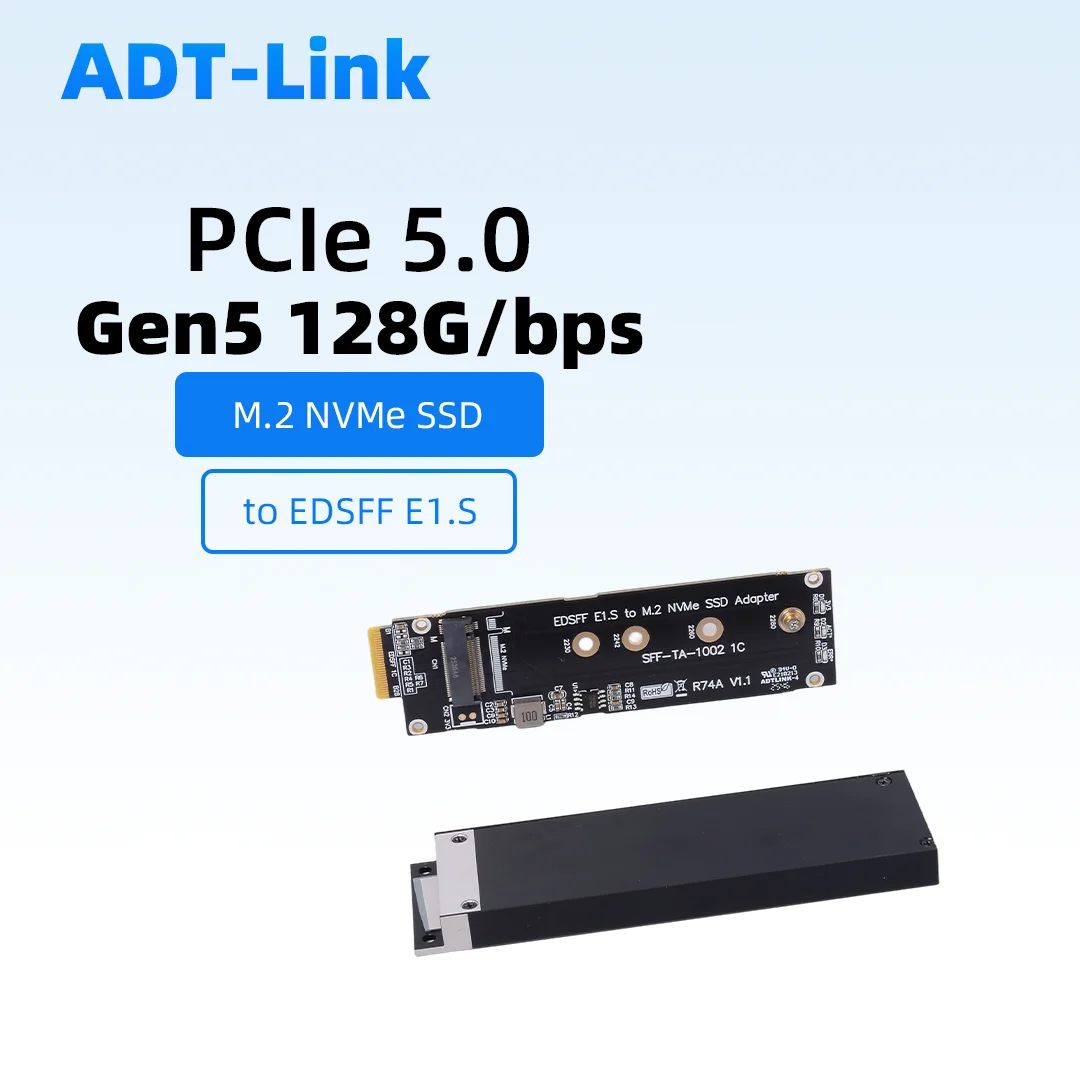 PCIe 5.0 X4 EDSFF E1.S To M.2 NVMe Adapter Card Extension Aluminum Box SSD GEN5 x4 128Gb/S for Key M 2230 NGFF 1U Server Case