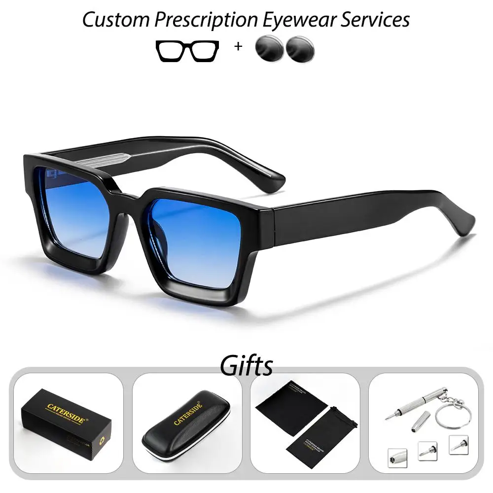 CATERSIDE Vintage Herren-Korrektionsbrille, verdickte quadratische optische Sonnenbrille für Damen, modische Brille für Outdoor-Fahrten – Detail 17