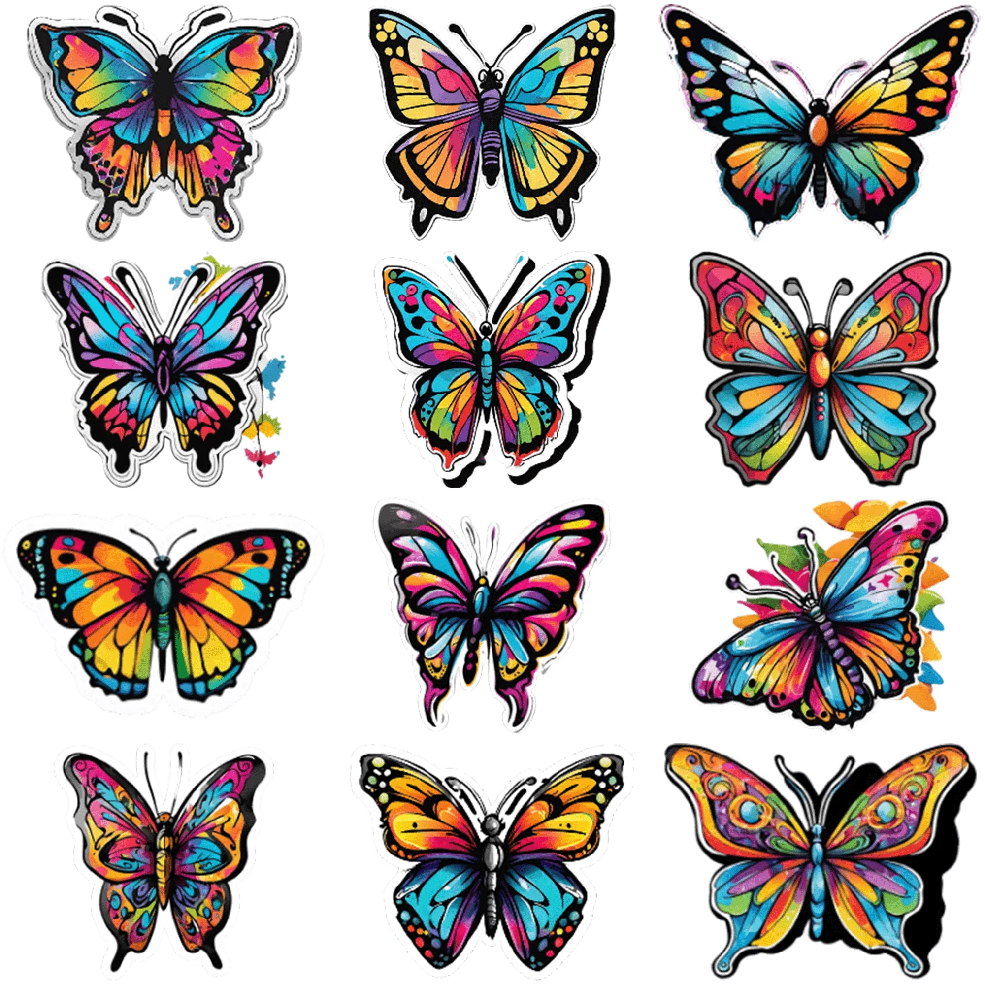 50 pcs Colorful Butterfly Graffiti Stickers Create a Stunning Butterfly Themed Room with these 50 pcs Colorful Graffiti Stickers