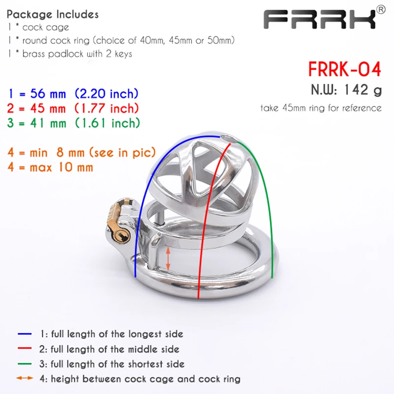 FRRK Metal Chastity Cage for Male Bondage Belt Device Steel Hand Polish Penis Rings NOT HT V BDSM Sex Toys Lock the Cock