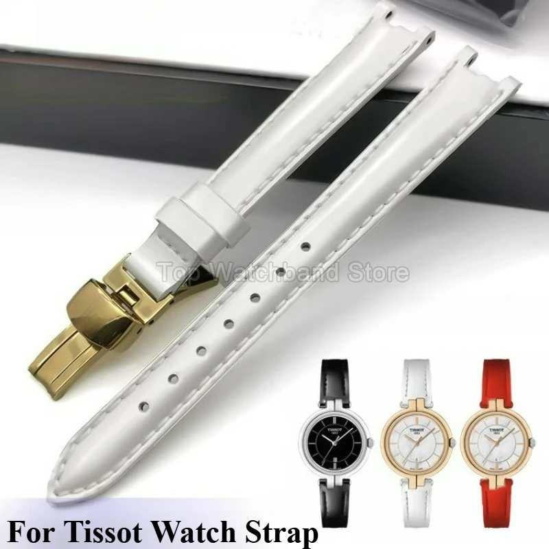 

Оригинальные аксессуары для часов из натуральной коровьей кожи для Tissot 1853 Flamingo T094210A, ремешок для часов 12 мм с вогнутым интерфейсом и раскладывающейся застежкой.