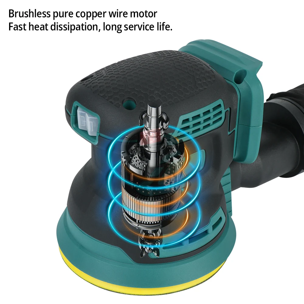 Imagem -05 - Elétrica Brushless Moedor de Madeira Random Orbital Sander Polimento Lixadeira Velocidade Makita 18v Bateria 125 mm