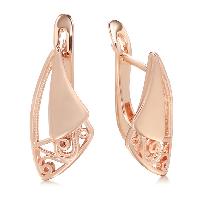 Kinel Hot Trendy Unique Women Earrings 585 Rose Gold Hollow Pattern Ethnic Wedding Earring Fashion Jewelry Party Gift