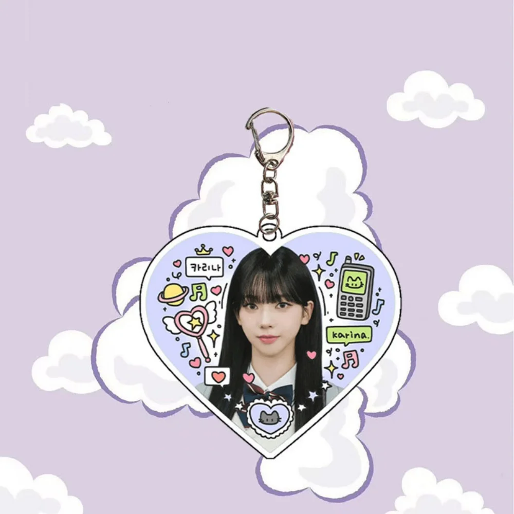 Kpop KARINA Keychains Albums Key Chain GISELLE WINTER NINGNING Keyring Bag Backpack Pendant Fans Gift