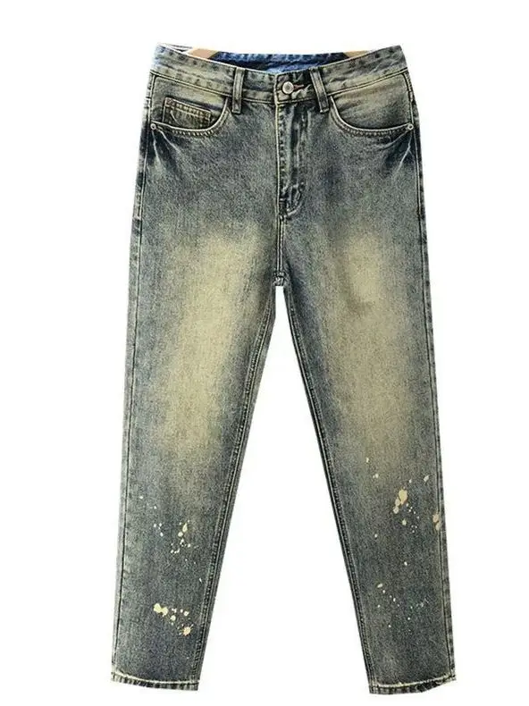 

Джинсы с прямыми штанинами в стиле ретро, мужские летние тонкие повседневные длинные брюки, износостойкие классические молодежные брюки