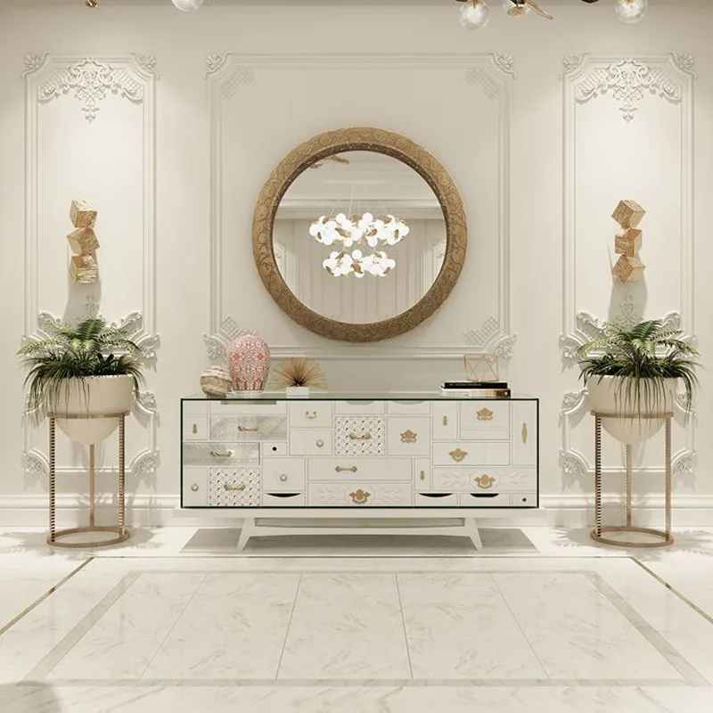 Italian Light Luxury Solid Wood Dining Side Cabinet Modern Creative Designer Villa Large Flat Floor Living Room Household Storag