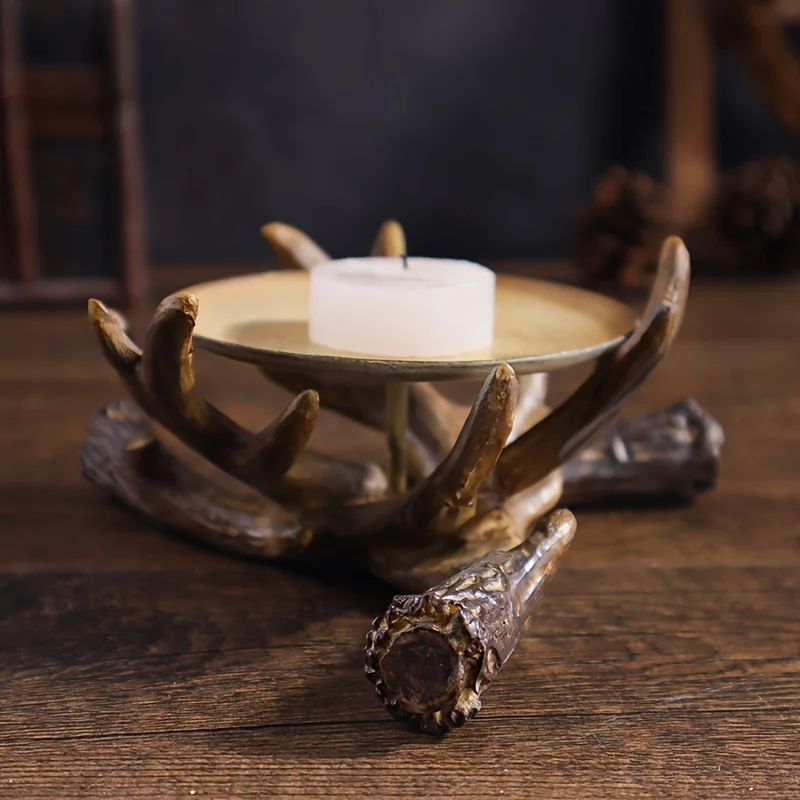 

Creative Deer Antler Candle Stand Scented Wax Tray Resin Art Home Decoration Desktop Ornament